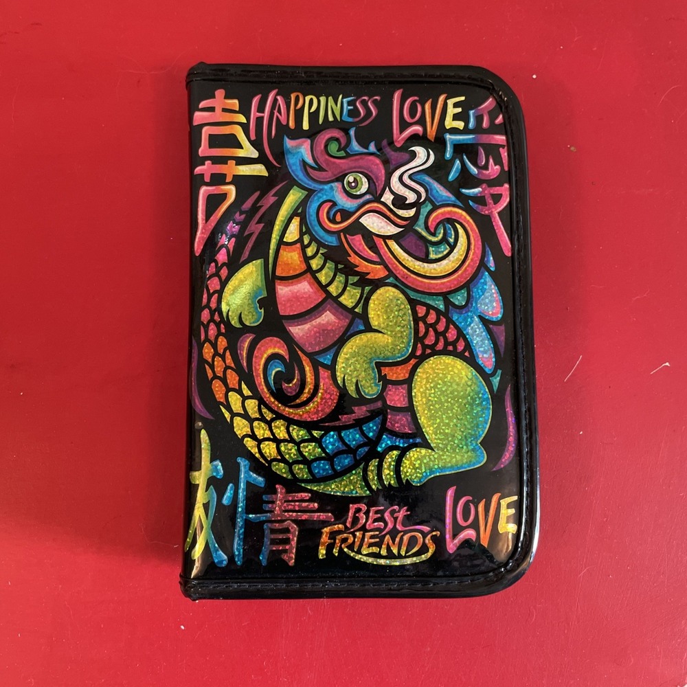 LISA FRANK DRAGON HAPPINESS LOVE Planner Organizer Zippered BEST FRIENDS Vintage
